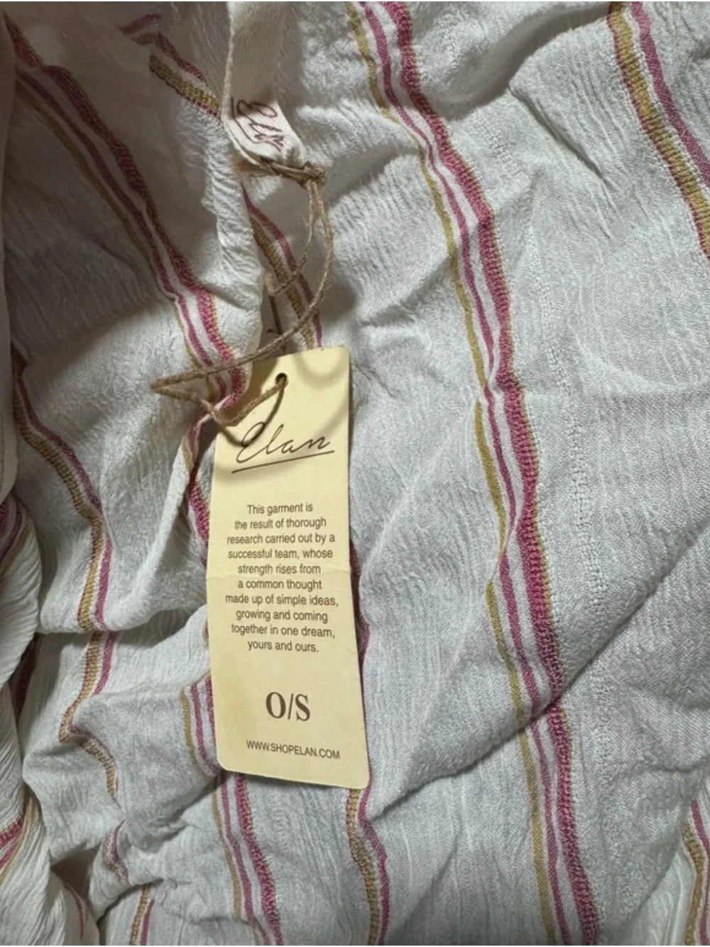 Elan Cream Wrap with Pink and Tan Stripes and Front Tie